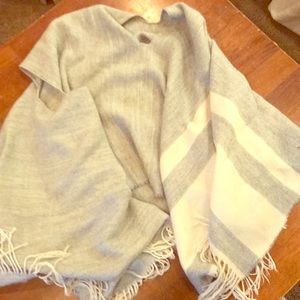 New Day striped cream and grey sweater poncho